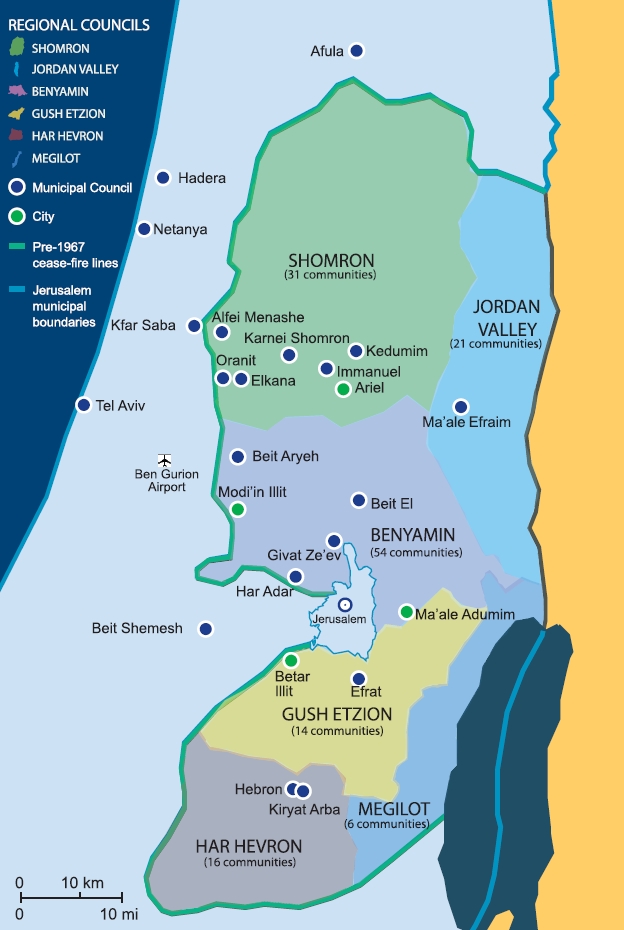 rozdělení Judeje a Samaří na regionální rady